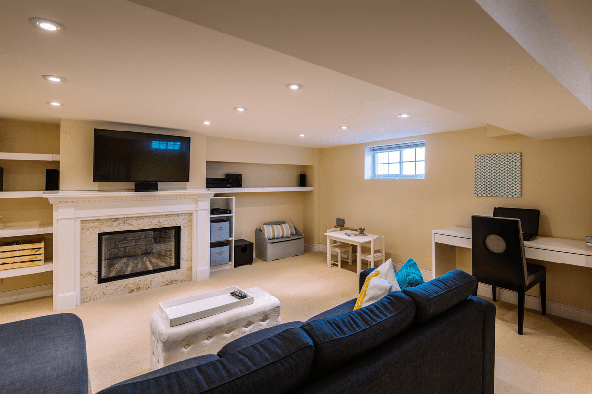 finished basement after waterproofing
